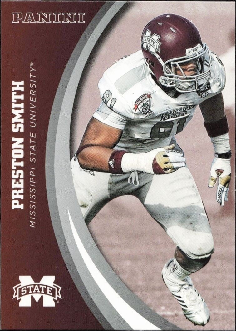 Preston Smith 2016 Panini Mississippi State #27 Football Trading Card - Front 2016 Panini Mississippi State Preston Smith #27 football trading card front