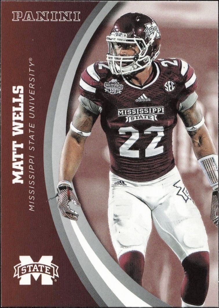Matt Wells 2016 Panini Mississippi State #25 Football Trading Card - Front 2016 Panini Mississippi State Matt Wells #25 football trading card front