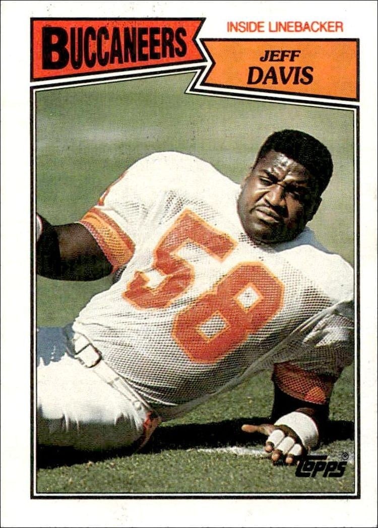 Jeff Davis 1987 Topps #392 Football Trading Card - Front 1987 Topps Jeff Davis #392 football trading card front