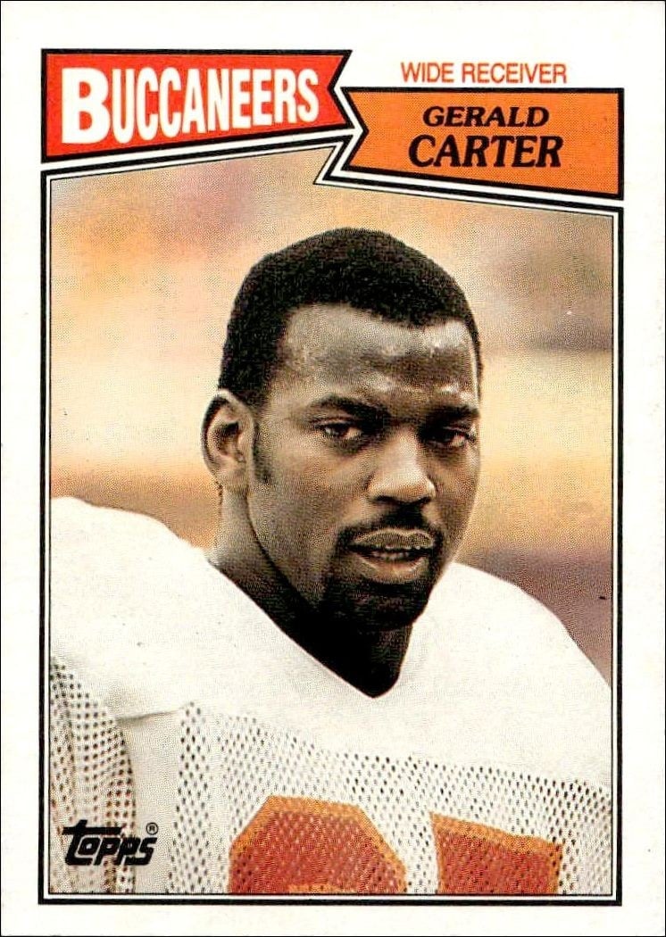Gerald Carter 1987 Topps #387 Football Trading Card - Front 1987 Topps Gerald Carter #387 football trading card front