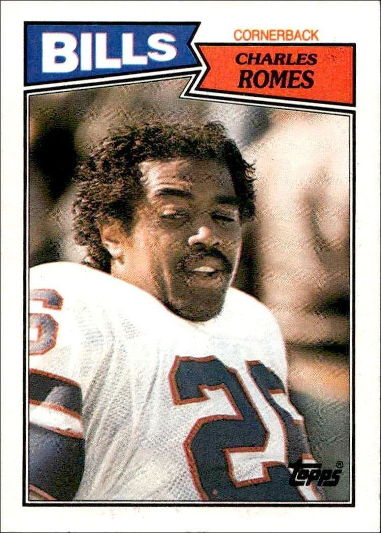 Charles Romes 1987 Topps #371 Football Trading Card - Front 1987 Topps Charles Romes #371 football trading card front