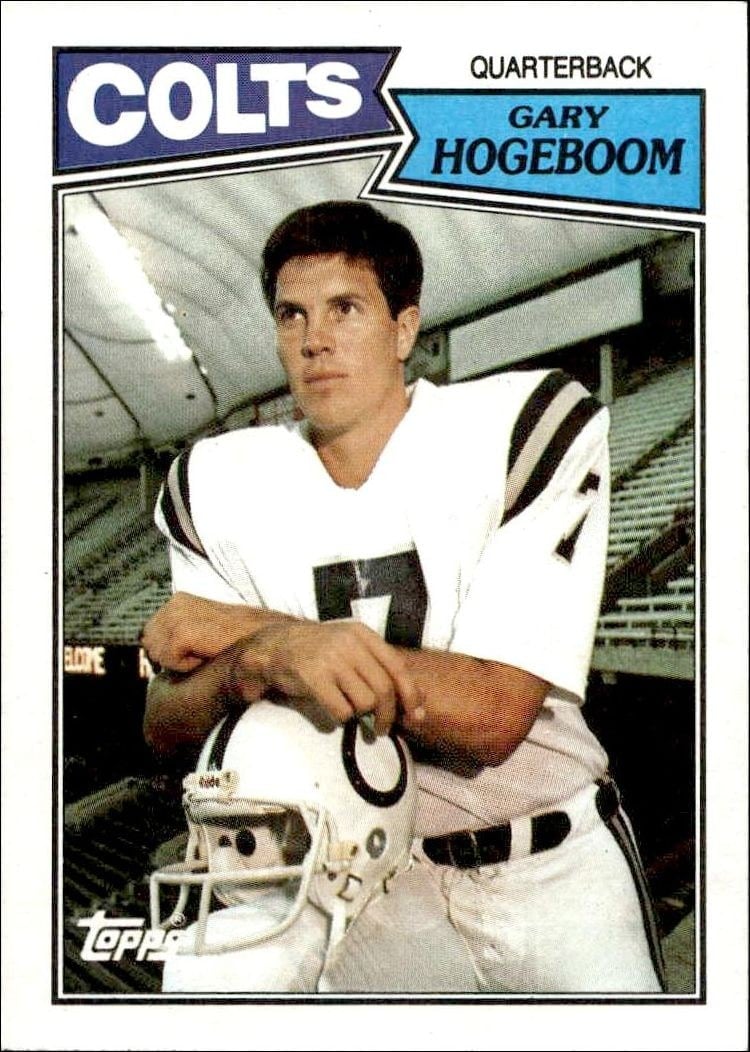 Gary Hogeboom 1987 Topps #374 Football Trading Card - Front 1987 Topps Gary Hogeboom #374 football trading card front