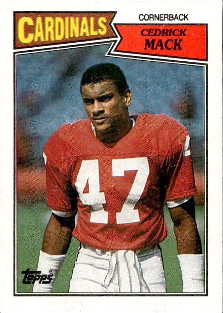 Cedric Mack 1987 Topps #338 Football Trading Card - Front 1987 Topps Cedric Mack #338 football trading card front