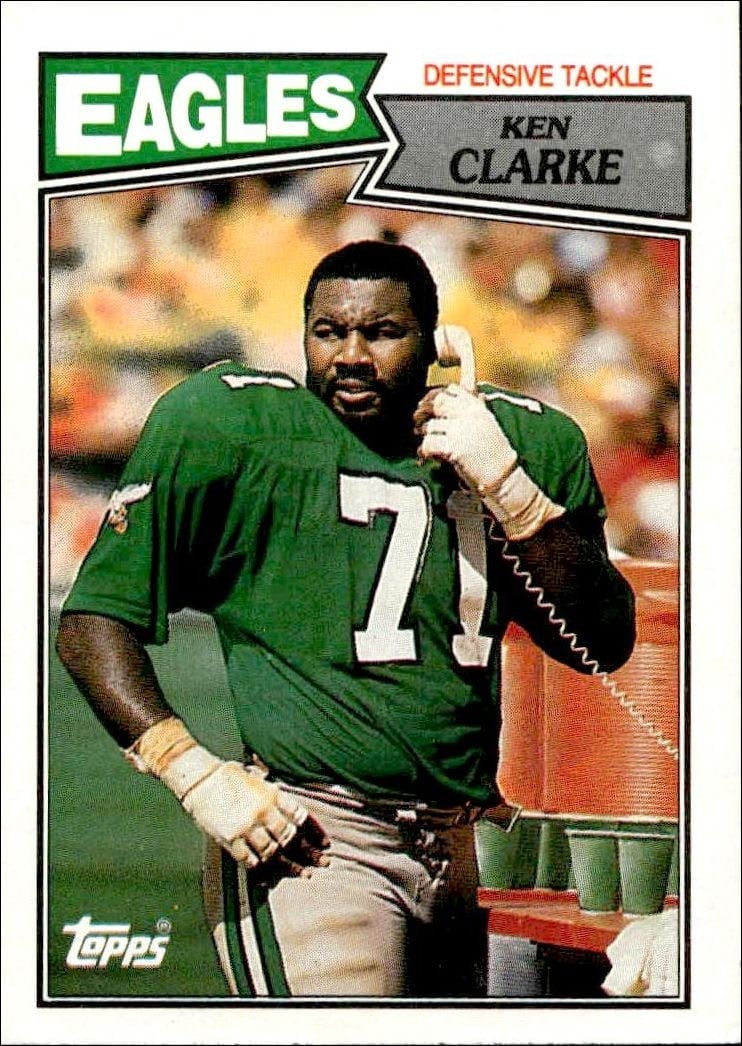 Ken Clarke 1987 Topps #302 Football Trading Card - Front 1987 Topps Ken Clarke #302 football trading card front