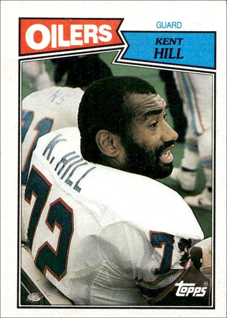 Kent Hill 1987 Topps #312 Football Trading Card - Front 1987 Topps Kent Hill #312 football trading card front