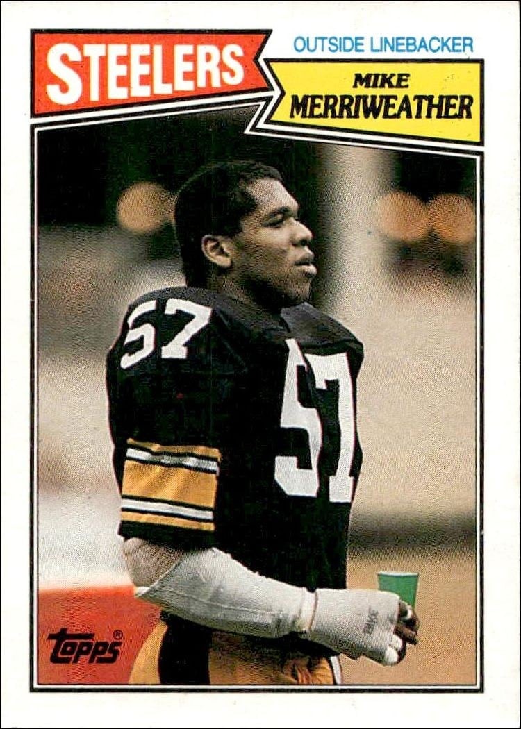 Mike Merriweather 1987 Topps #291 Football Trading Card - Front 1987 Topps Mike Merriweather #291 football trading card front