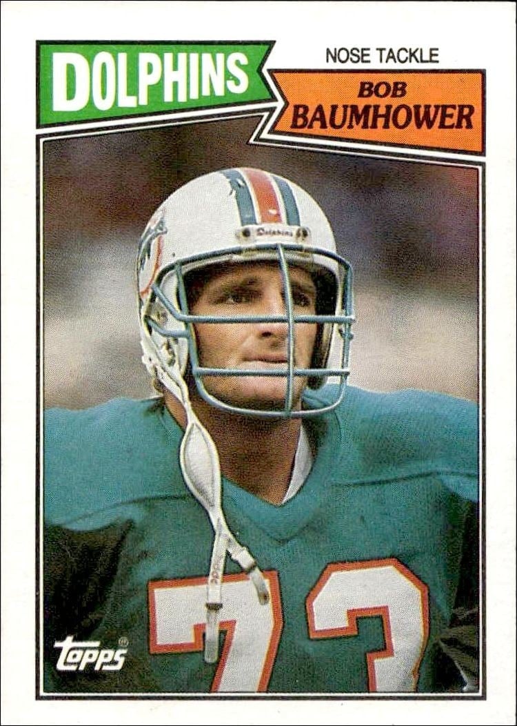 Bob Baumhower 1987 Topps #247 Football Trading Card - Front 1987 Topps Bob Baumhower #247 football trading card front