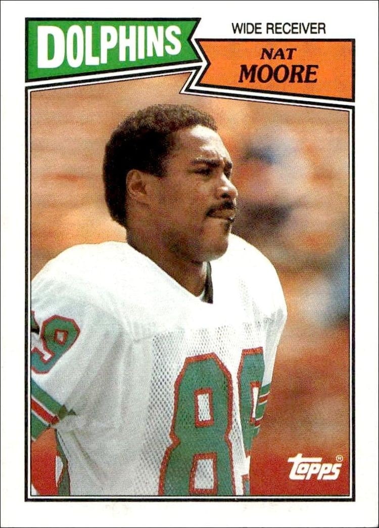 Nat Moore 1987 Topps #238 Football Trading Card - Front 1987 Topps Nat Moore #238 football trading card front