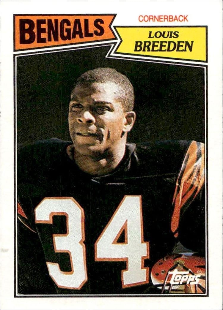 Louis Breeden 1987 Topps #197 Football Trading Card - Front 1987 Topps Louis Breeden #197 football trading card front