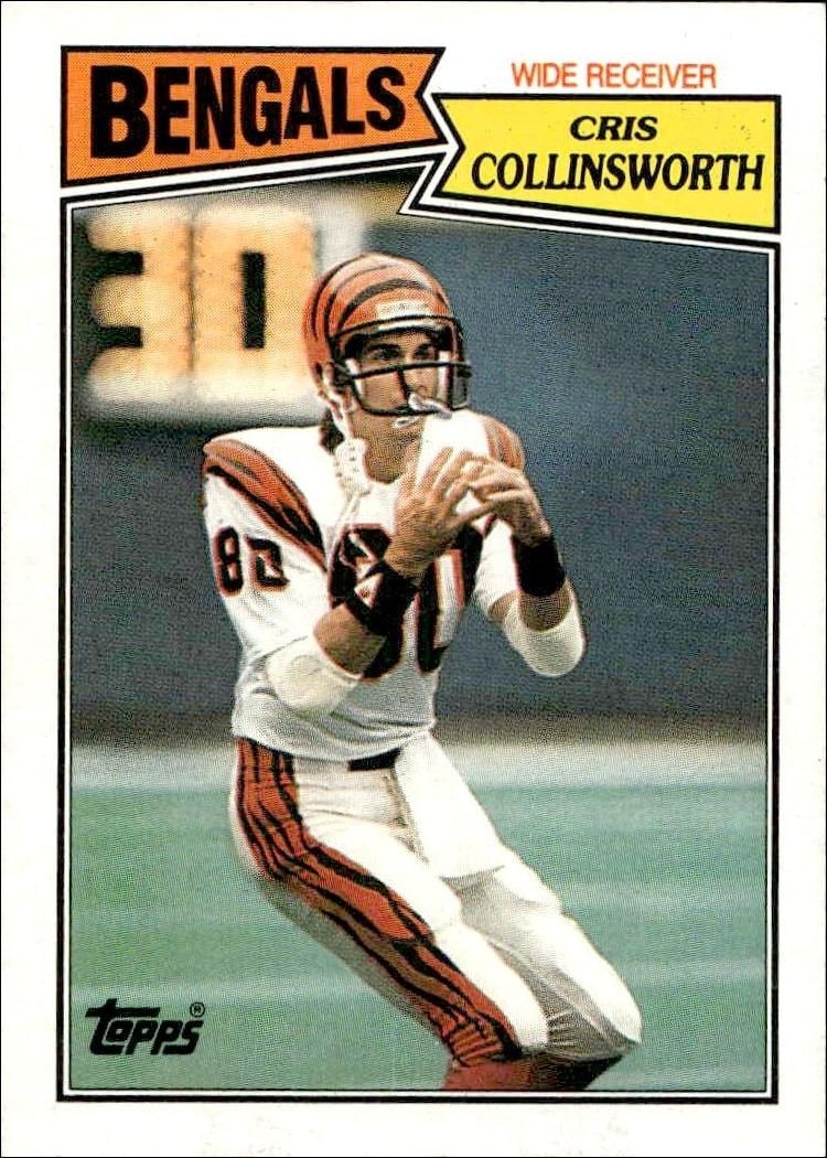 Cris Collinsworth 1987 Topps #188 Football Trading Card - Front 1987 Topps Cris Collinsworth #188 football trading card front