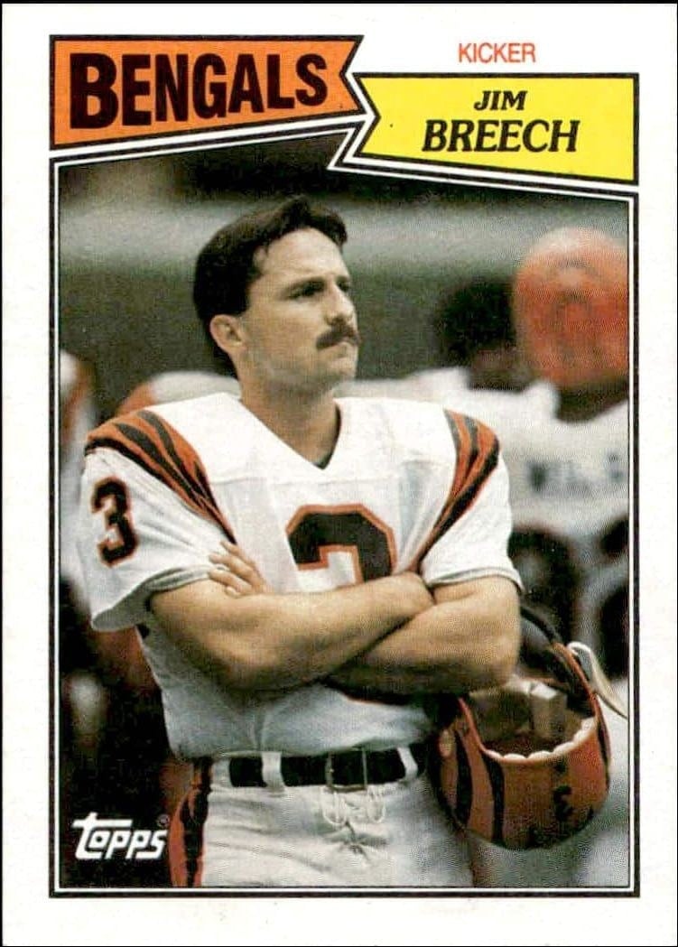 Jim Breech 1987 Topps #191 Football Trading Card - Front 1987 Topps Jim Breech #191 football trading card front