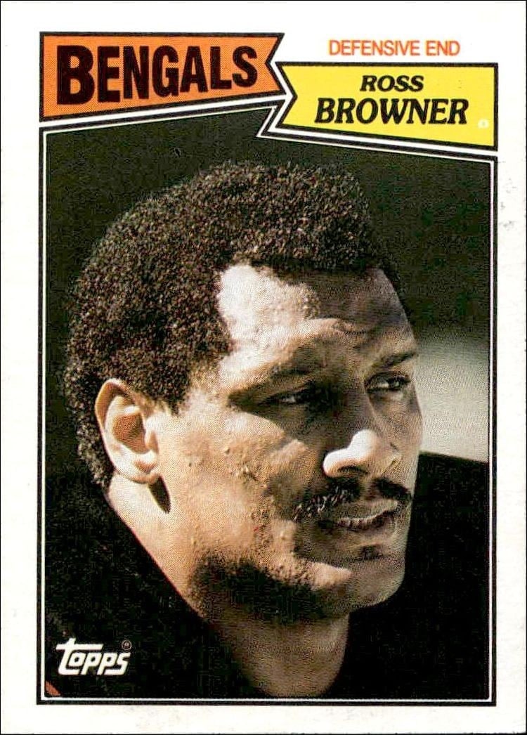 Ross Browner 1987 Topps #195 Football Trading Card - Front 1987 Topps Ross Browner #195 football trading card front