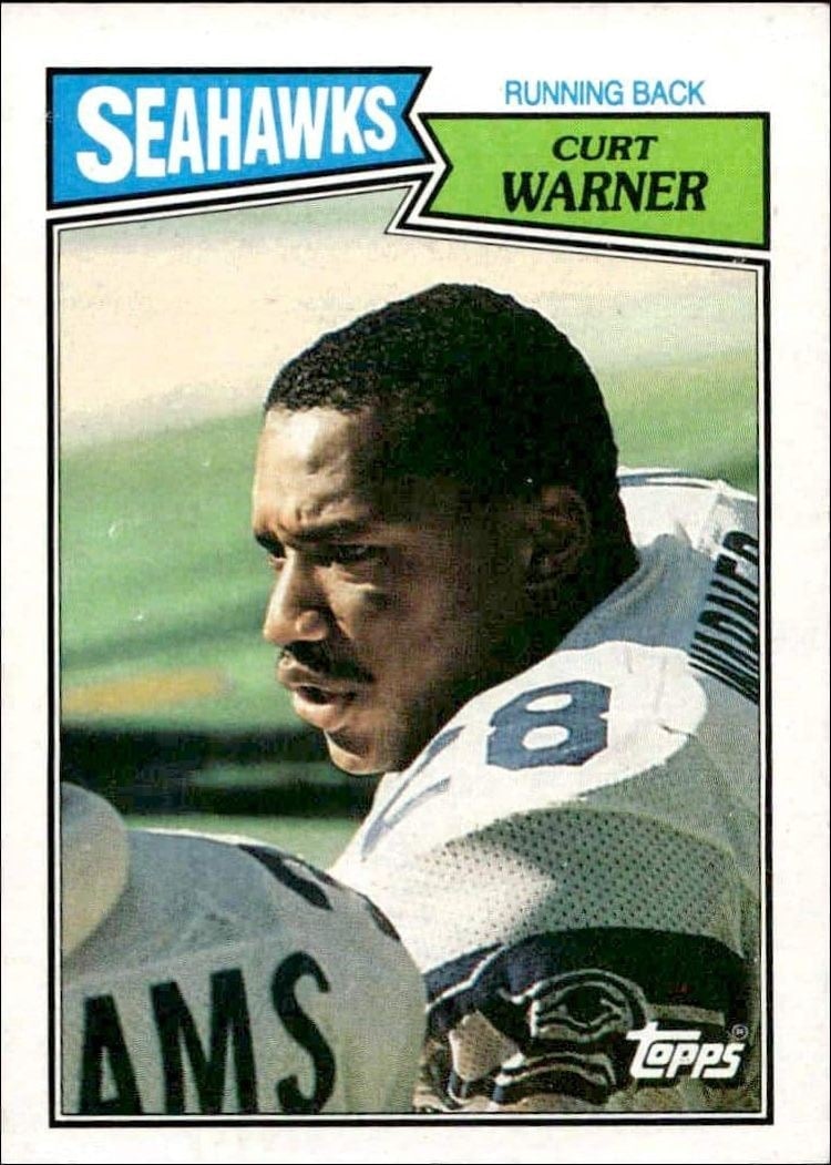 Curt Warner 1987 Topps #174 Football Trading Card - Front 1987 Topps Curt Warner #174 football trading card front