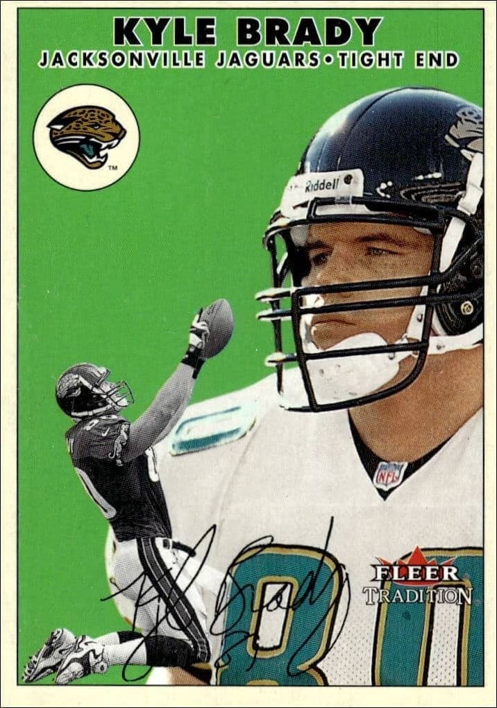 Kyle Brady 2000 Fleer Tradition Glossy #63 Football Trading Card - Front 2000 Fleer Tradition Glossy Kyle Brady #63 football trading card front
