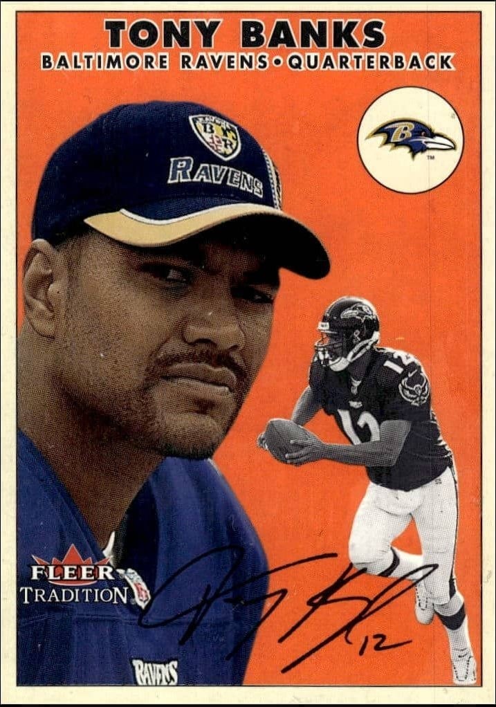 Tony Banks 2000 Fleer Tradition Glossy #301 Football Trading Card - Front 2000 Fleer Tradition Glossy Tony Banks #301 football trading card front