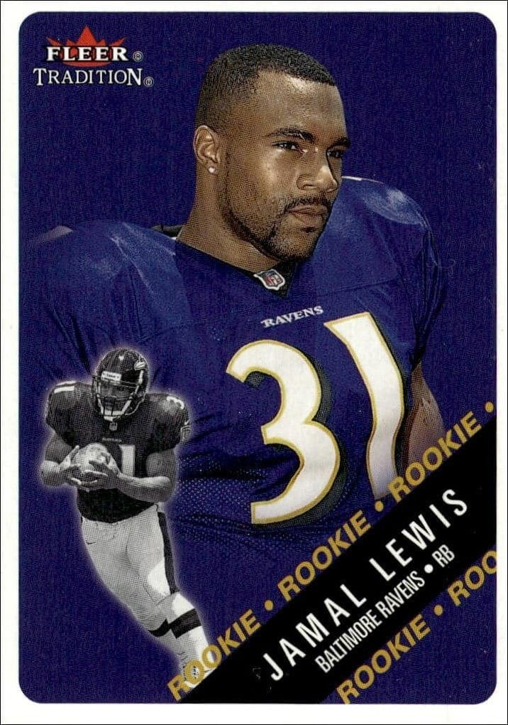 Jamal Lewis 2000 Fleer Tradition Glossy #306 Football Trading Card - Front 2000 Fleer Tradition Glossy Jamal Lewis #306 football trading card front