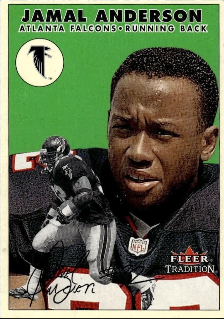 Jamal Anderson 2000 Fleer Tradition #150 Football Trading Card - Front 2000 Fleer Tradition Jamal Anderson #150 football trading card front