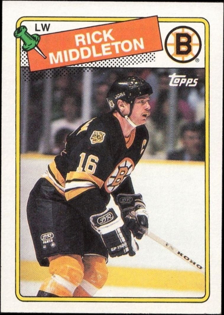 Rick Middleton 1988-89 Topps #87 Hockey Trading Card - Front 1988-89 Topps Rick Middleton #87 hockey trading card front