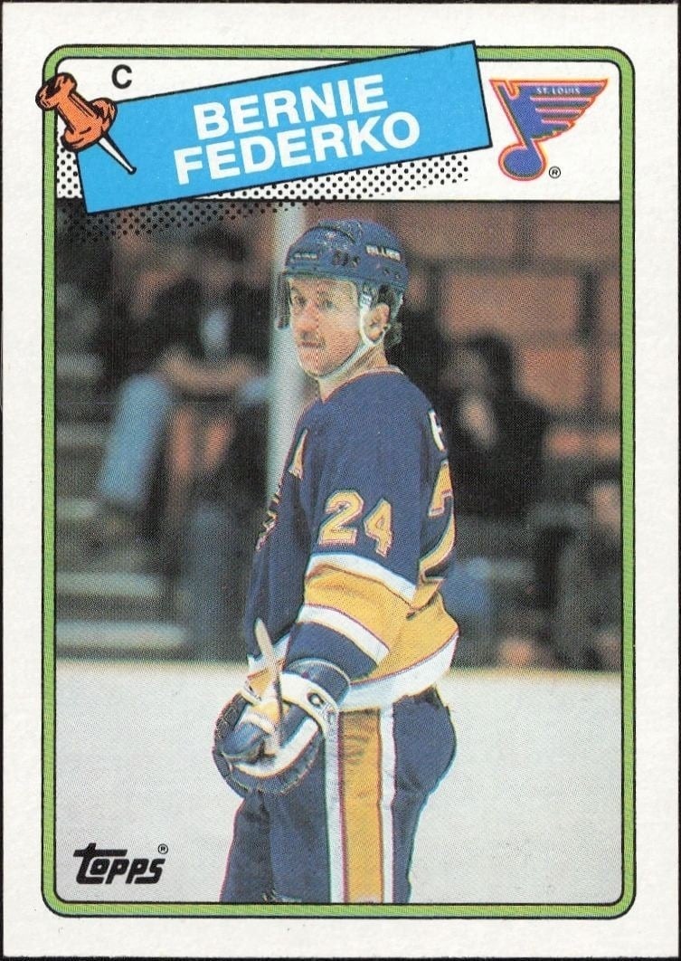 Bernie Federko 1988-89 Topps #81 Hockey Trading Card - Front 1988-89 Topps Bernie Federko #81 hockey trading card front