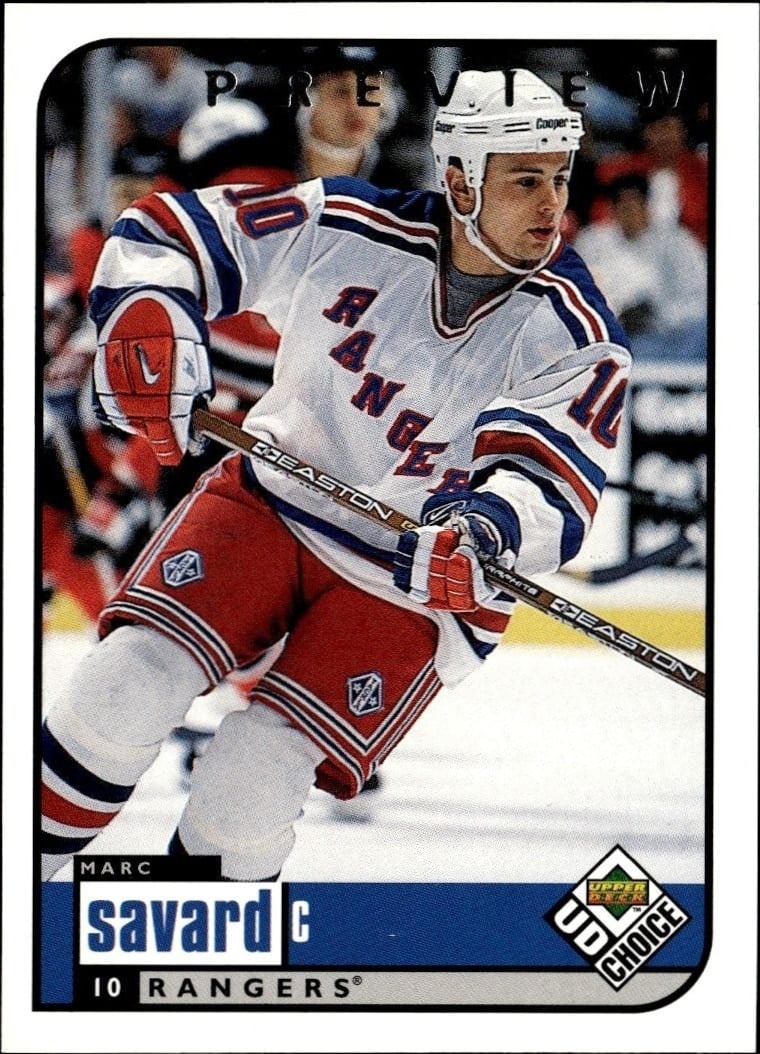 Marc Savard 1998-99 Upper Deck Choice Preview #133 Hockey Trading Card - Front 1998-99 Upper Deck Choice Preview Marc Savard #133 hockey trading card front