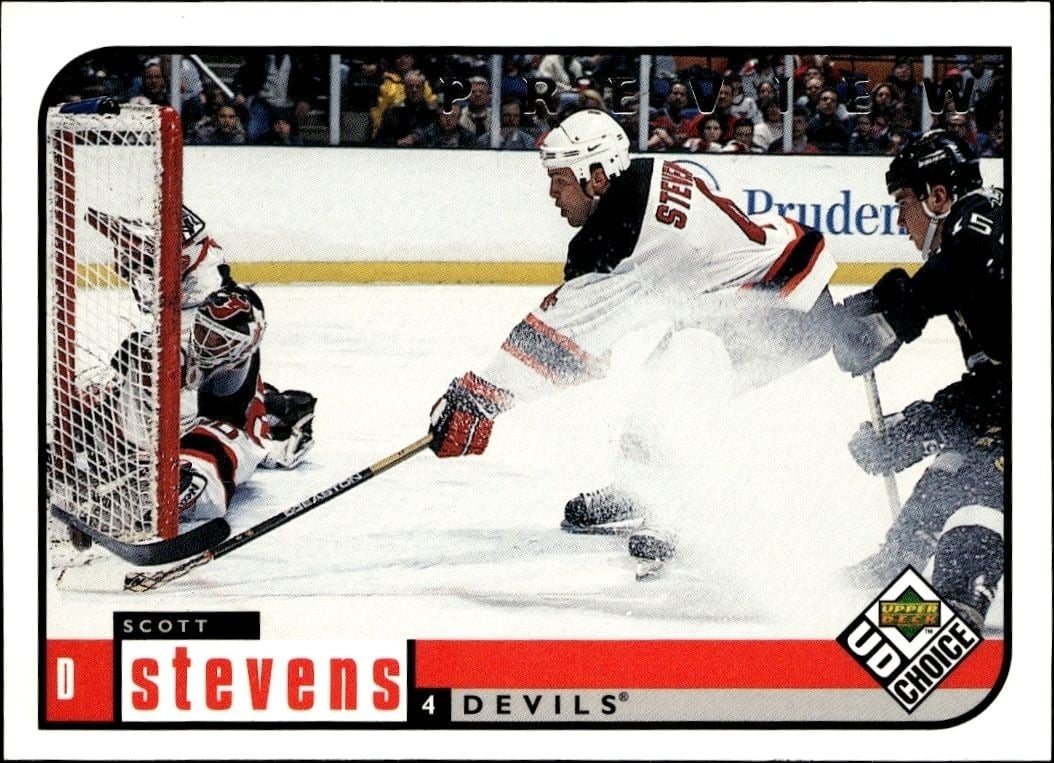 Scott Stevens 1998-99 Upper Deck Choice Preview #113 Hockey Trading Card - Front 1998-99 Upper Deck Choice Preview Scott Stevens #113 hockey trading card front