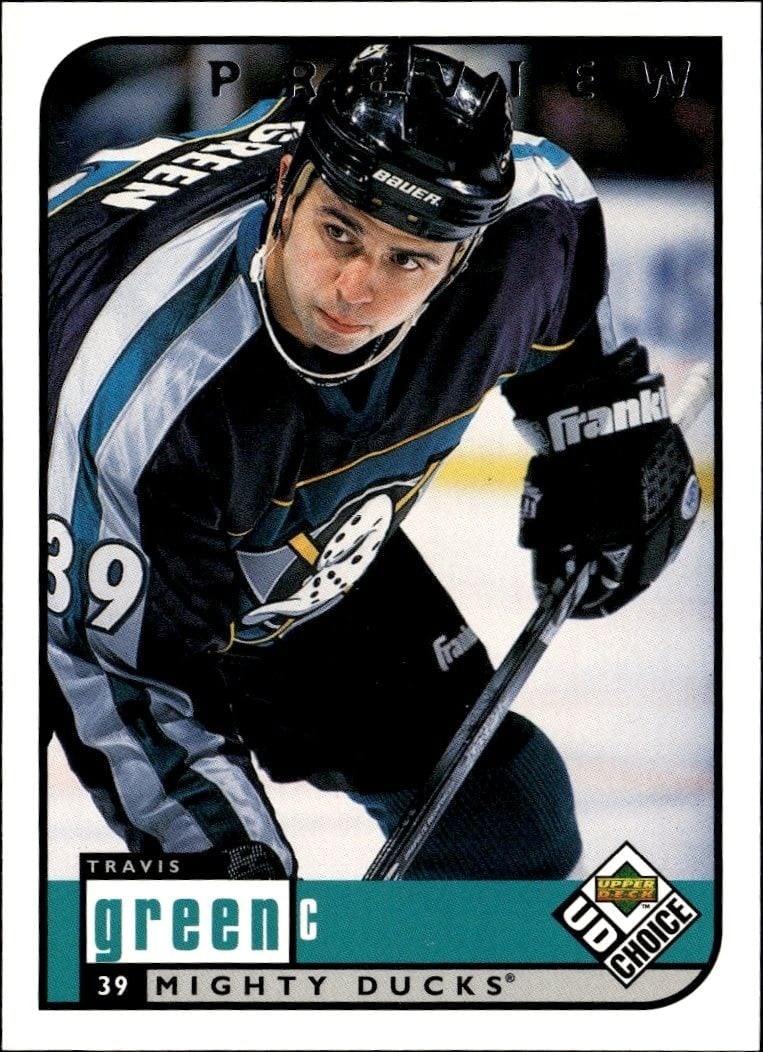 Travis Green 1998-99 Upper Deck Choice Preview #5 Hockey Trading Card - Front 1998-99 Upper Deck Choice Preview Travis Green #5 hockey trading card front