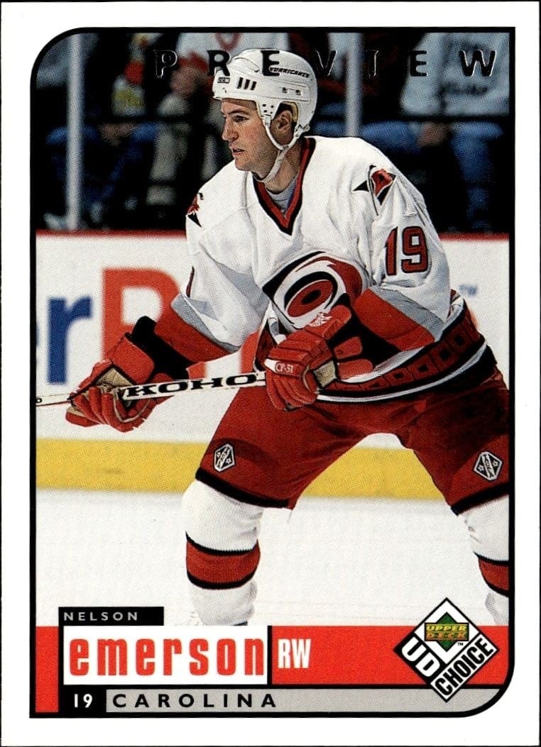 Nelson Emerson 1998-99 Upper Deck Choice Preview #43 Hockey Trading Card - Front 1998-99 Upper Deck Choice Preview Nelson Emerson #43 hockey trading card front