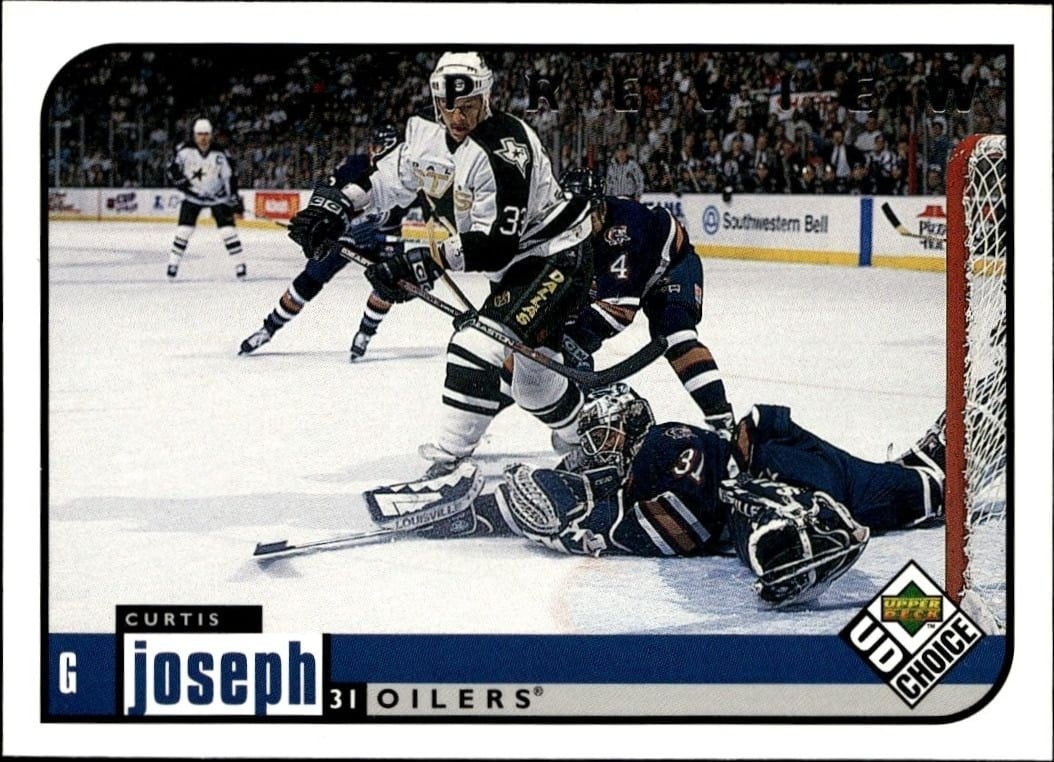 Curtis Joseph 1998-99 Upper Deck Choice Preview #81 Hockey Trading Card - Front 1998-99 Upper Deck Choice Preview Curtis Joseph #81 hockey trading card front