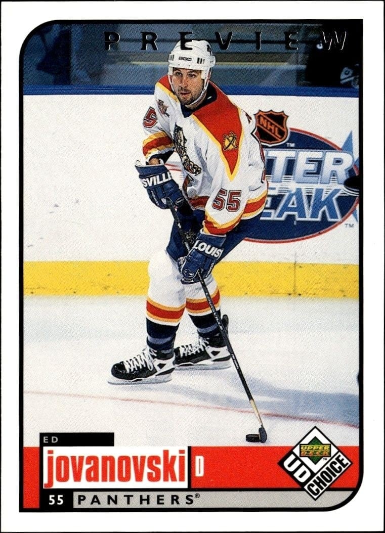 Ed Jovanovski 1998-99 Upper Deck Choice Preview #91 Hockey Trading Card - Front 1998-99 Upper Deck Choice Preview Ed Jovanovski #91 hockey trading card front