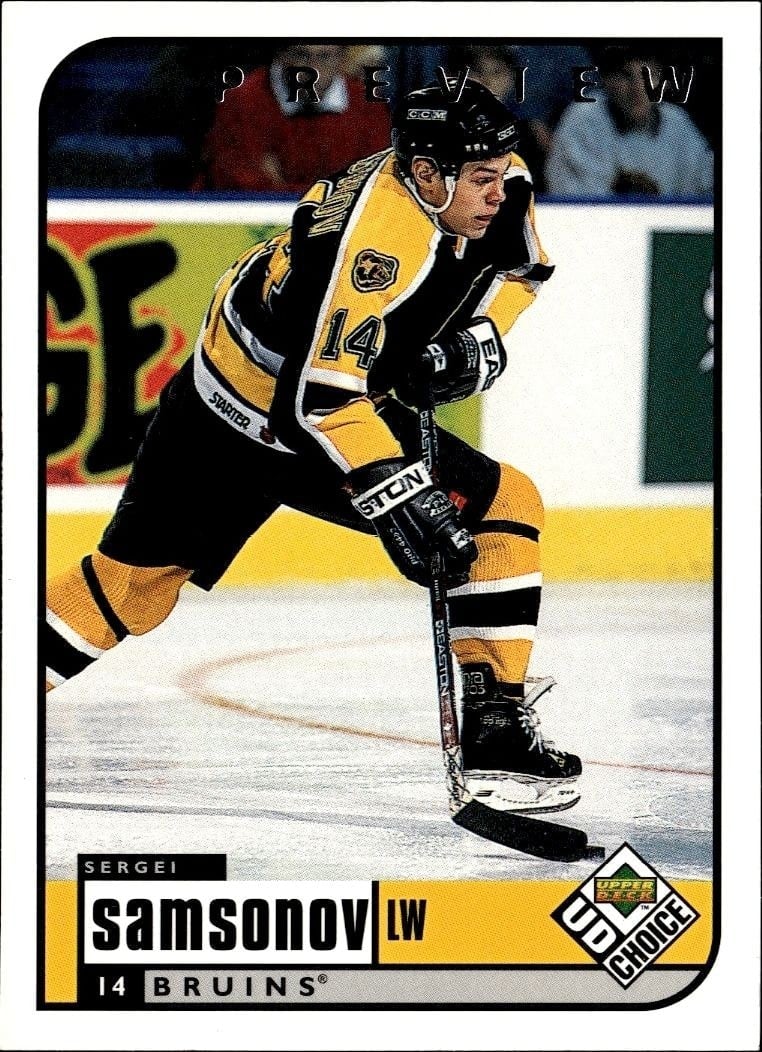 Sergi Samsonov 1998-99 Upper Deck Choice Preview #13 Hockey Trading Card - Front 1998-99 Upper Deck Choice Preview Sergi Samsonov #13 hockey trading card front