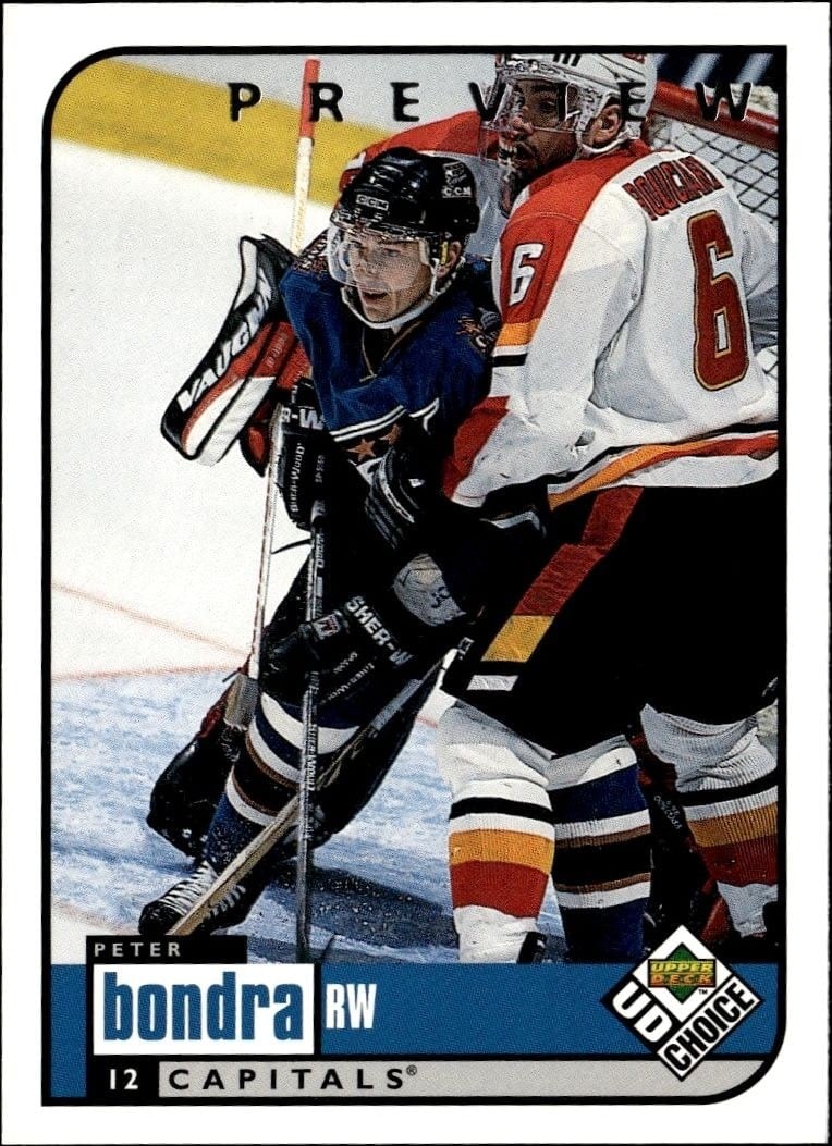 Peter Bondra 1998-99 Upper Deck Choice Preview #213 Hockey Trading Card - Front 1998-99 Upper Deck Choice Preview Peter Bondra #213 hockey trading card front