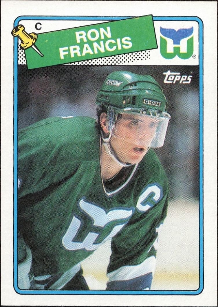 Ron Francis 1988-89 Topps #52 Hockey Trading Card - Front 1988-89 Topps Ron Francis #52 hockey trading card front