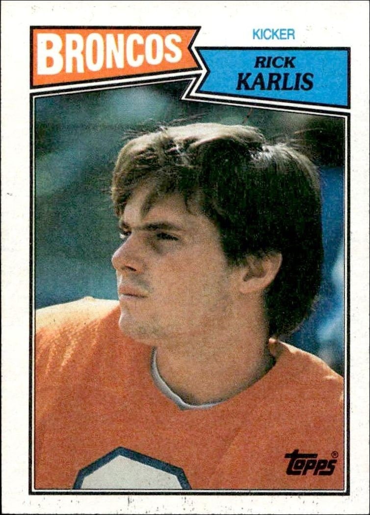 Rich Karlis 1987 Topps #36 Football Trading Card - Front 1987 Topps Rich Karlis #36 football trading card front