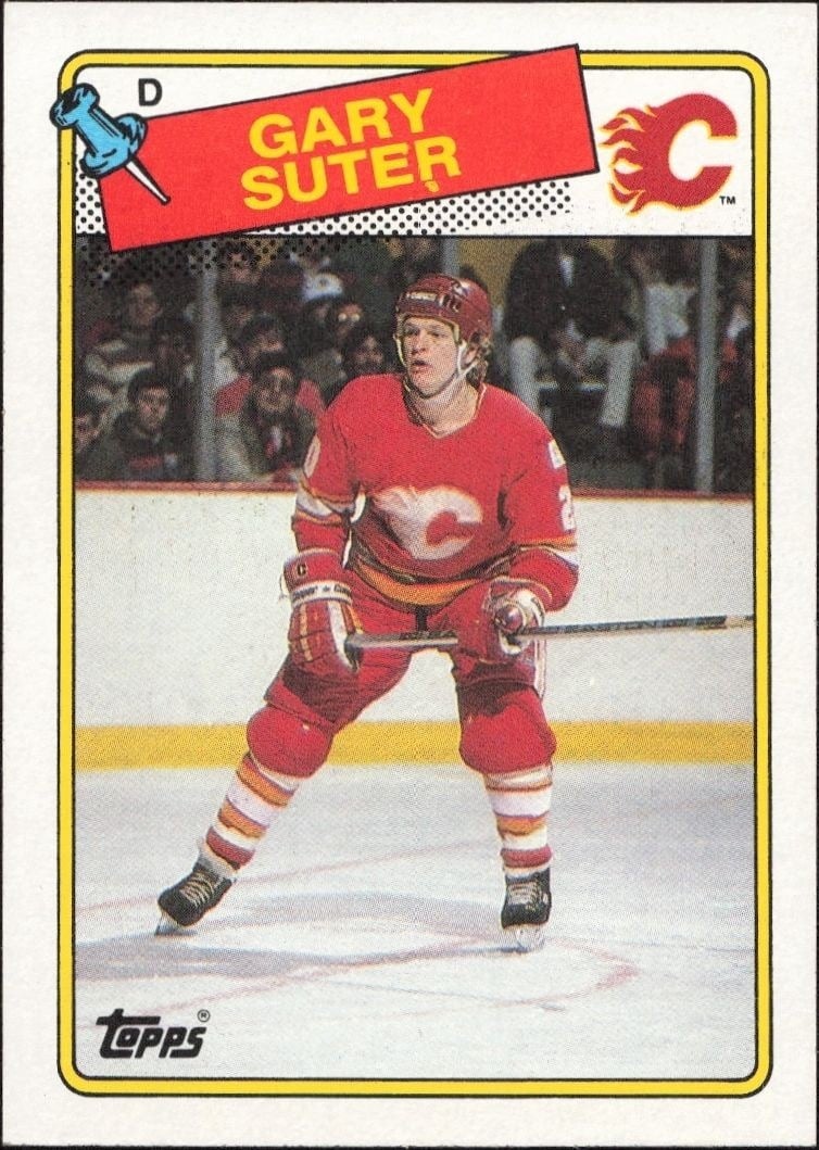 Gary Suter 1988-89 Topps #43 Hockey Trading Card - Front 1988-89 Topps Gary Suter #43 hockey trading card front