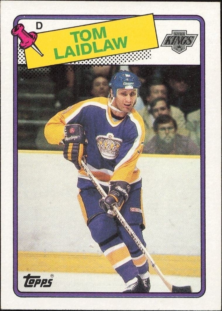 Tom Laidlaw 1988-89 Topps #37 Hockey Trading Card - Front 1988-89 Topps Tom Laidlaw #37 hockey trading card front