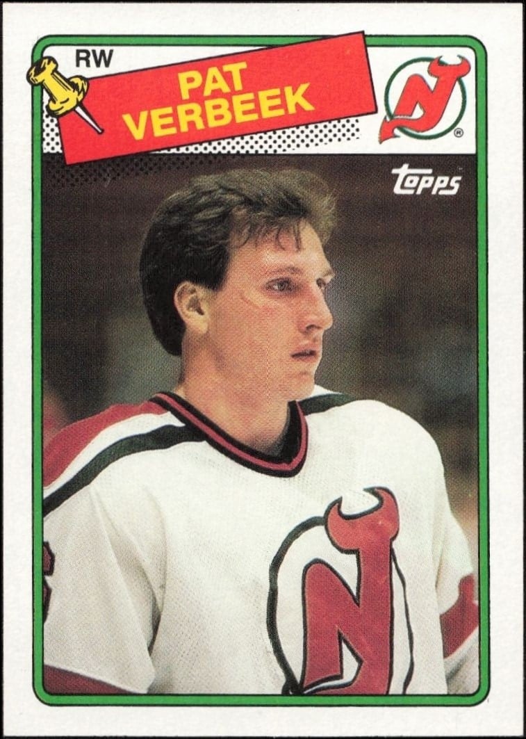 Pat Verbeek 1988-89 Topps #29 Hockey Trading Card - Front 1988-89 Topps Pat Verbeek #29 hockey trading card front