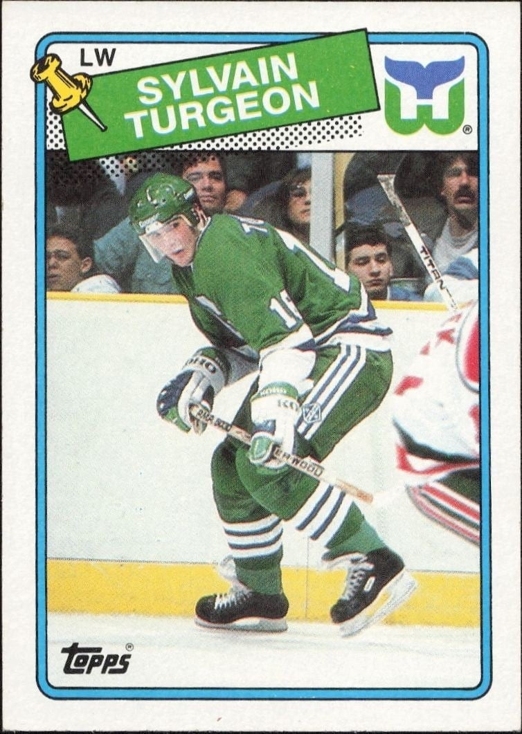 Sylvain Turgeon 1988-89 Topps #24 Hockey Trading Card - Front 1988-89 Topps Sylvain Turgeon #24 hockey trading card front