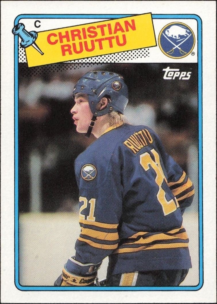Christian Ruuttu 1988-89 Topps #18 Hockey Trading Card - Front 1988-89 Topps Christian Ruuttu #18 hockey trading card front