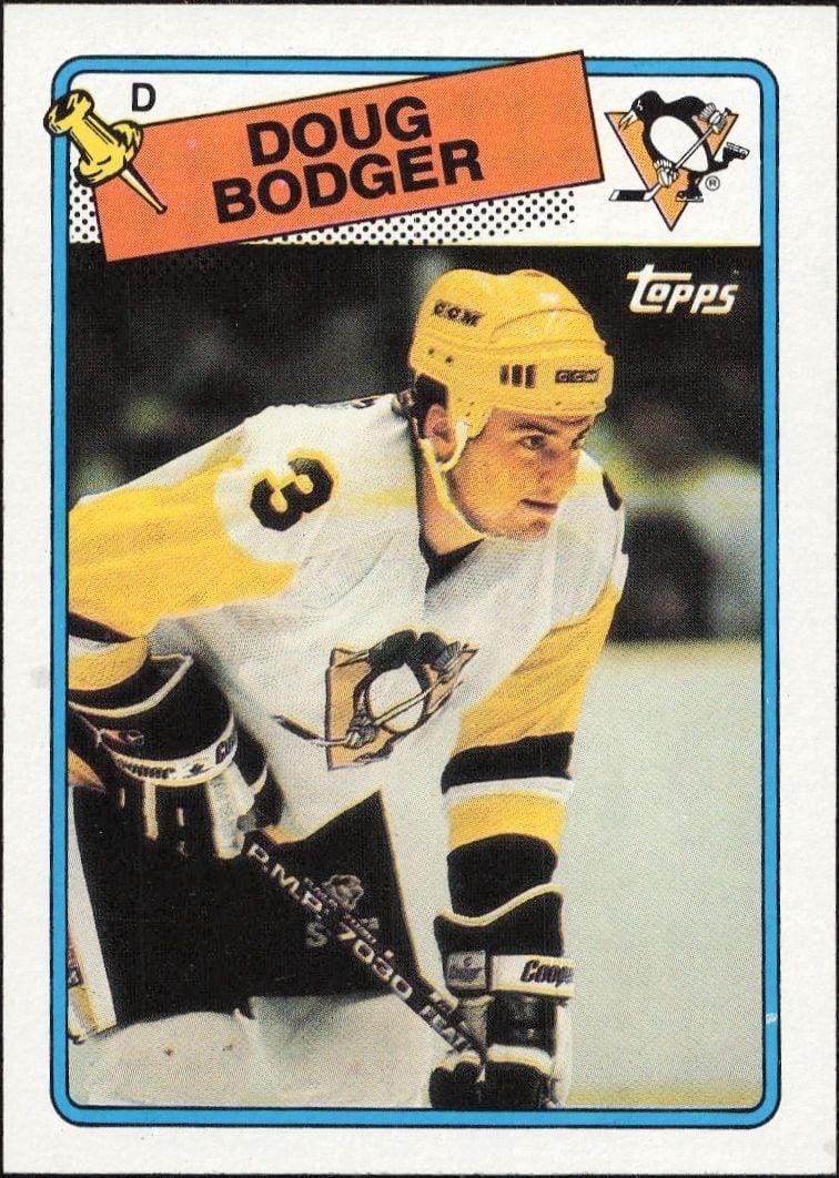 Doug Bodger 1988-89 Topps #96 Hockey Trading Card - Front 1988-89 Topps Doug Bodger #96 hockey trading card front