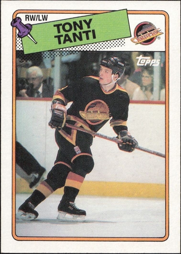 Tony Tanti 1988-89 Topps #82 Hockey Trading Card - Front 1988-89 Topps Tony Tanti #82 hockey trading card front