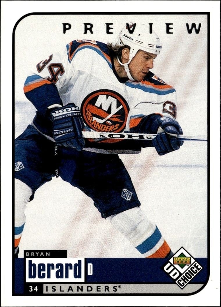 Bryan Berard 1998-99 Upper Deck Choice Preview #123 Hockey Trading Card - Front 1998-99 Upper Deck Choice Preview Bryan Berard #123 hockey trading card front