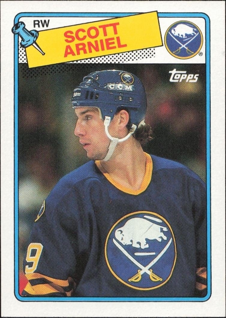 Scott Arniel 1988-89 Topps #90 Hockey Trading Card - Front 1988-89 Topps Scott Arniel #90 hockey trading card front