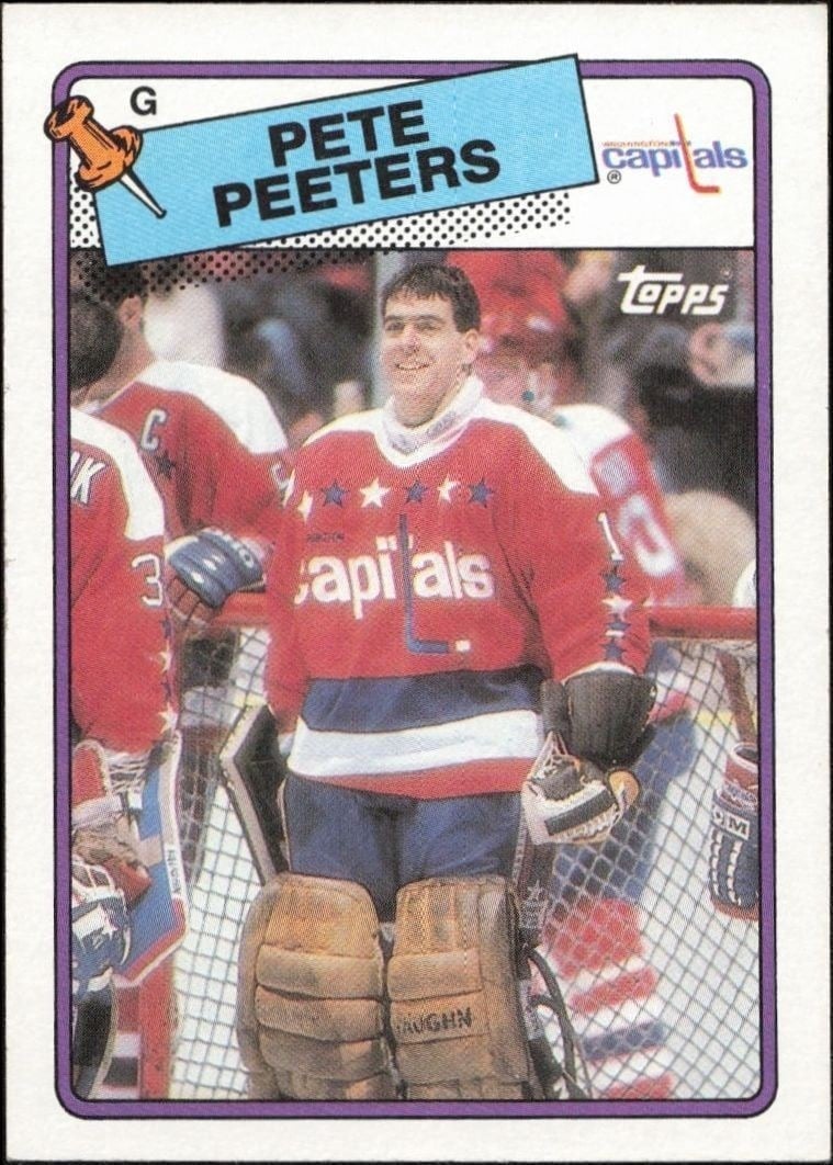 Pete Peeters 1988-89 Topps #180 Hockey Trading Card - Front 1988-89 Topps Pete Peeters #180 hockey trading card front