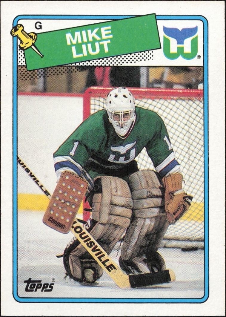 Mike Liut 1988-89 Topps #127 Hockey Trading Card - Front 1988-89 Topps Mike Liut #127 hockey trading card front