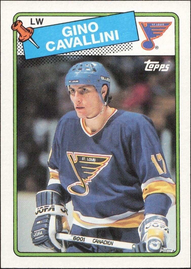 Gino Cavallini 1988-89 Topps #149 Hockey Trading Card - Front 1988-89 Topps Gino Cavallini #149 hockey trading card front