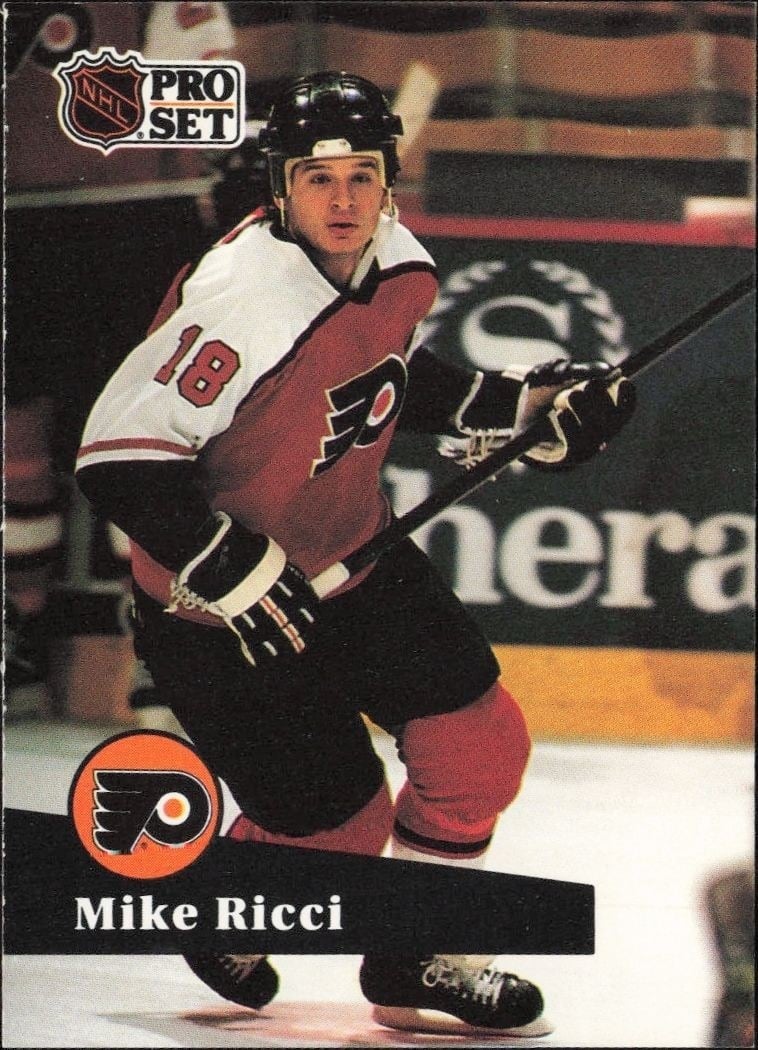 Mike Ricci 1991-92 Pro Set #170 Hockey Trading Card - Front 1991-92 Pro Set Mike Ricci #170 hockey trading card front