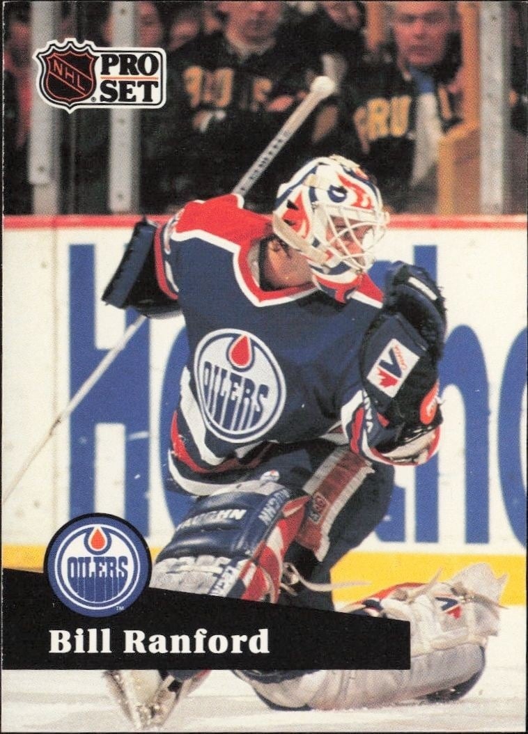 Bill Ranford 1991-92 Pro Set #70 Hockey Trading Card - Front 1991-92 Pro Set Bill Ranford #70 hockey trading card front
