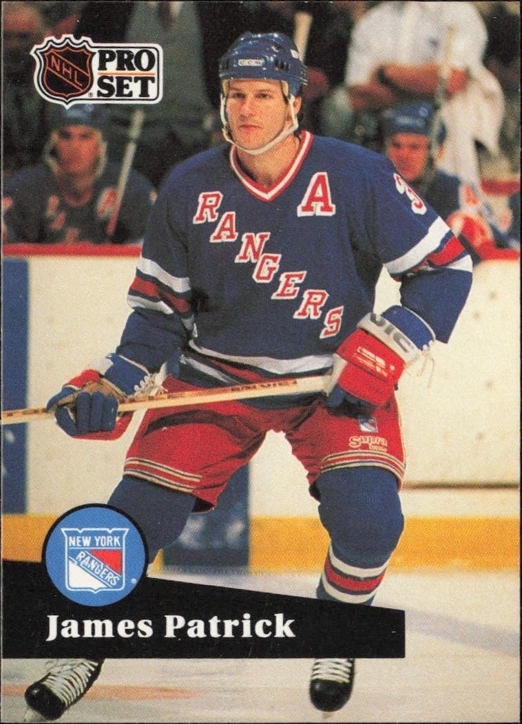 James Patrick 1991-92 Pro Set #164 Hockey Trading Card - Front 1991-92 Pro Set James Patrick #164 hockey trading card front