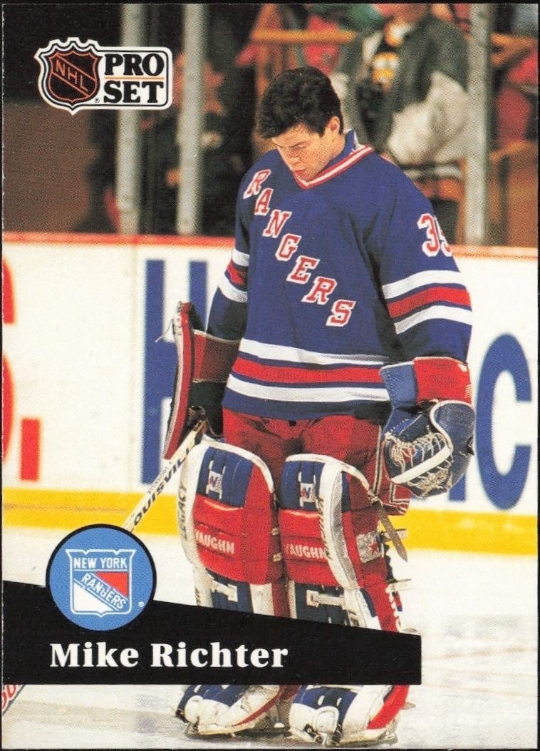 Mike Richter 1991-92 Pro Set #161 Hockey Trading Card - Front 1991-92 Pro Set Mike Richter #161 hockey trading card front