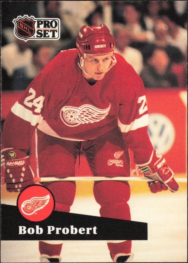 Bob Probert 1991-92 Pro Set #61 Hockey Trading Card - Front 1991-92 Pro Set Bob Probert #61 hockey trading card front